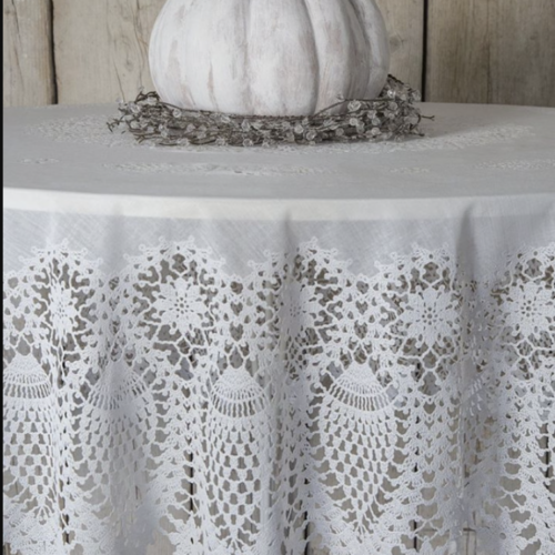 Round White Vinyl Tablecloth